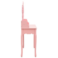 Miniatyr av produktbild för Sminkbord med pall rosa 75x69x140 cm paulowniaträ
