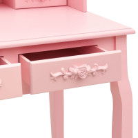 Produktbild för Sminkbord med pall rosa 75x69x140 cm paulowniaträ