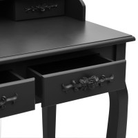 Miniatyr av produktbild för Sminkbord med pall svart 75x69x140 cm paulowniaträ