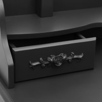 Miniatyr av produktbild för Sminkbord med pall svart 75x69x140 cm paulowniaträ
