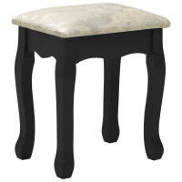 Produktbild för Sminkbord med pall svart 75x69x140 cm paulowniaträ