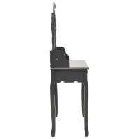 Produktbild för Sminkbord med pall grå 75x69x140 cm paulowniaträ
