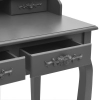 Miniatyr av produktbild för Sminkbord med pall grå 75x69x140 cm paulowniaträ