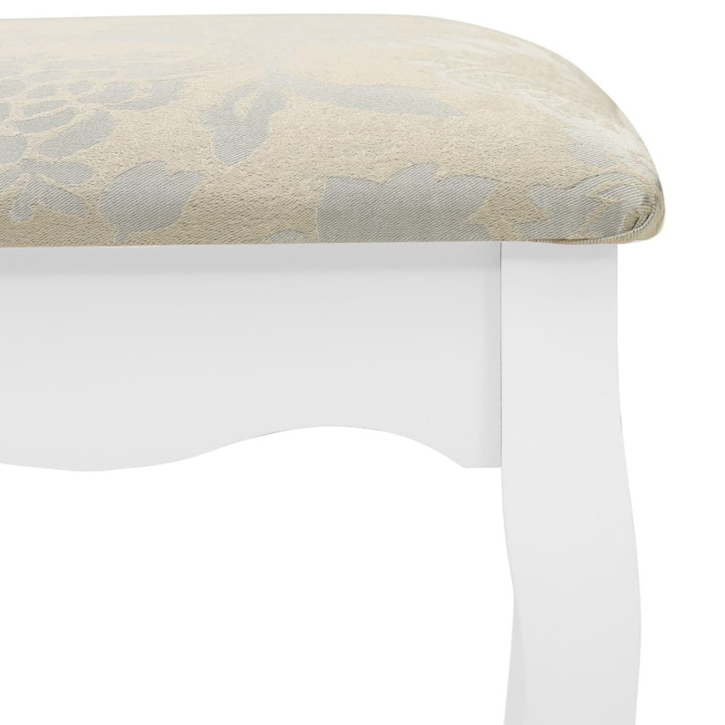 Produktbild för Sminkbord med pall vit 80x69x141 cm paulowniaträ