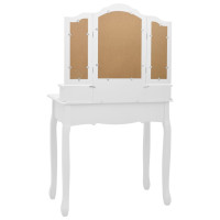 Produktbild för Sminkbord med pall vit 80x69x141 cm paulowniaträ
