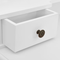 Miniatyr av produktbild för Sminkbord med pall vit 80x69x141 cm paulowniaträ