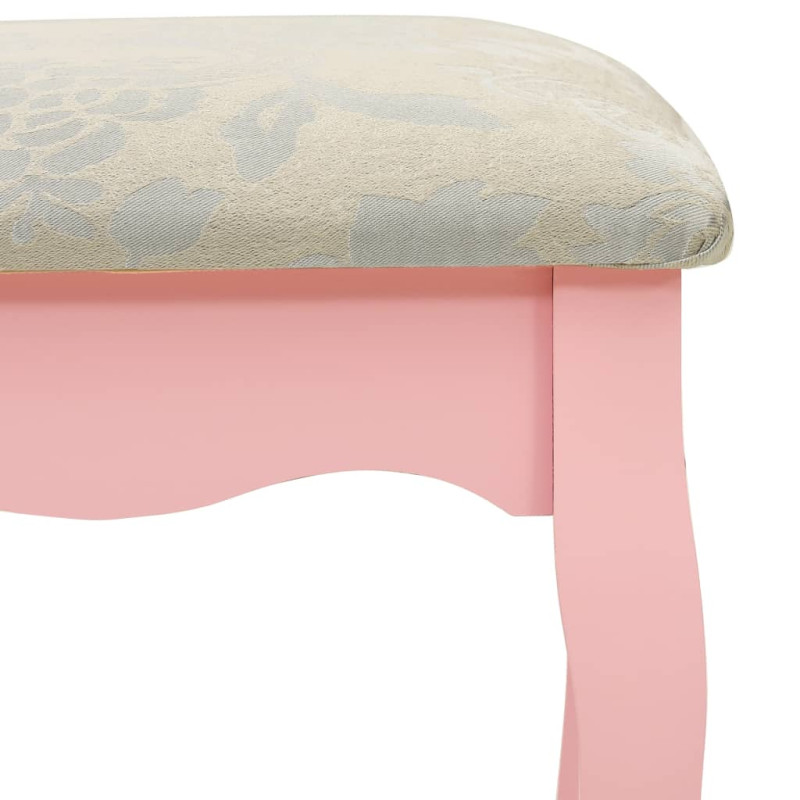 Produktbild för Sminkbord med pall rosa 80x69x141 cm paulowniaträ