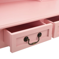 Miniatyr av produktbild för Sminkbord med pall rosa 80x69x141 cm paulowniaträ