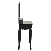 Produktbild för Sminkbord med pall svart 80x69x141 cm paulowniaträ