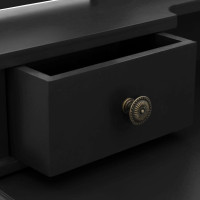 Produktbild för Sminkbord med pall svart 80x69x141 cm paulowniaträ