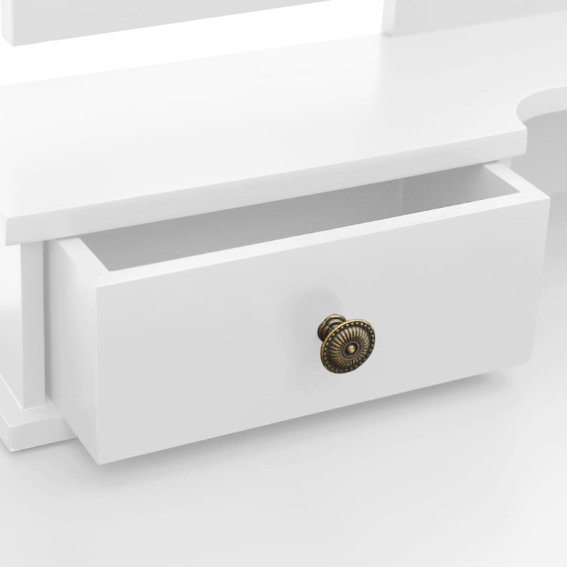 Produktbild för Sminkbord med pall vit 100x40x146 cm kejsarträ