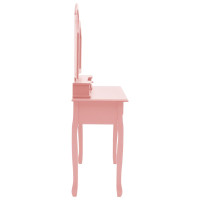 Produktbild för Sminkbord med pall rosa 100x40x146 cm kejsarträ