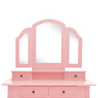 Produktbild för Sminkbord med pall rosa 100x40x146 cm kejsarträ