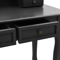 Miniatyr av produktbild för Sminkbord med pall svart 100x40x146 cm kejsarträ