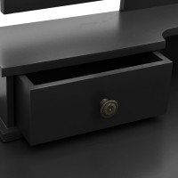 Miniatyr av produktbild för Sminkbord med pall svart 100x40x146 cm kejsarträ