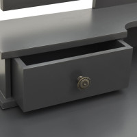 Produktbild för Sminkbord med pall grå 100x40x146 cm paulowniaträ