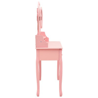 Miniatyr av produktbild för Sminkbord med pall och 3 speglar rosa