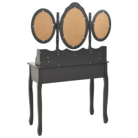 Produktbild för Sminkbord med pall och 3 speglar grå