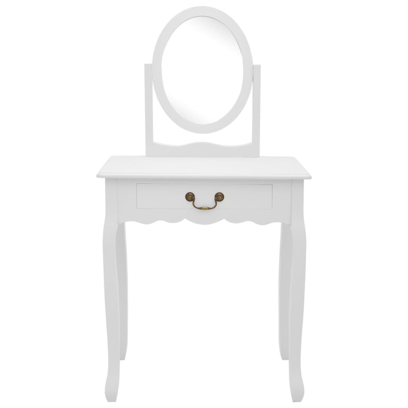 Produktbild för Sminkbord med pall vit 65x36x128 cm kejsarträ MDF