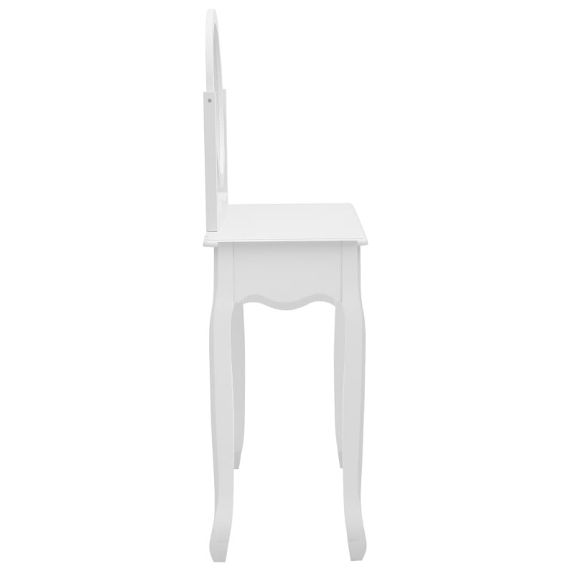 Produktbild för Sminkbord med pall vit 65x36x128 cm kejsarträ MDF