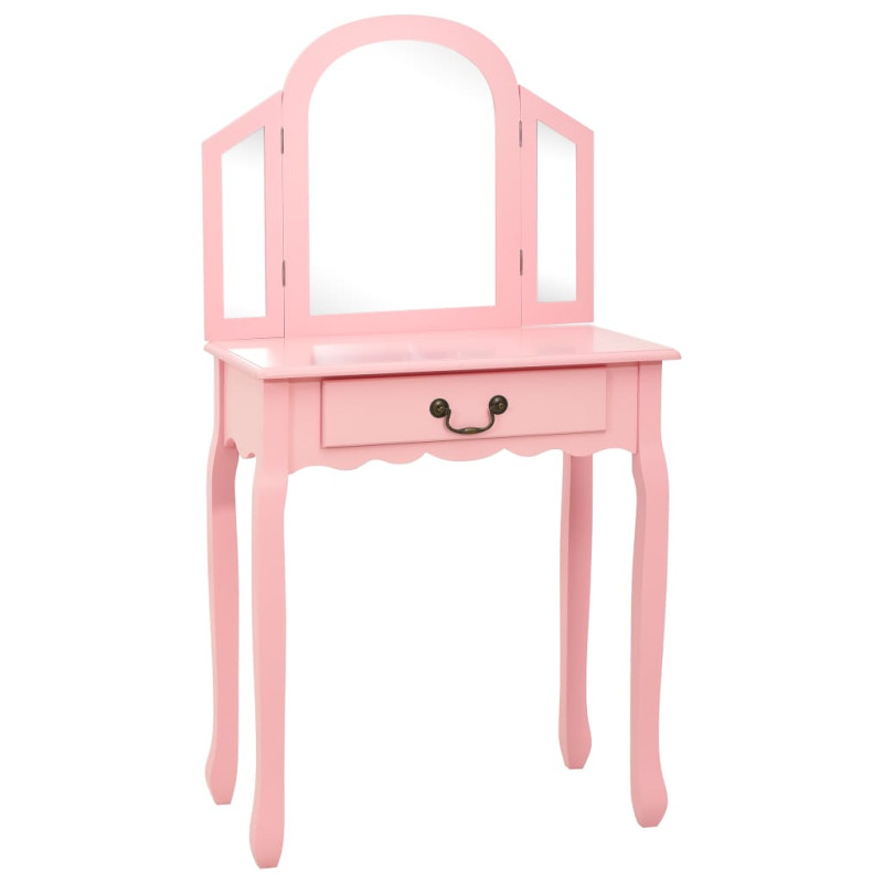 Produktbild för Sminkbord med pall rosa 65x36x128 cm kejsarträ MDF