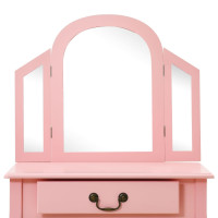 Miniatyr av produktbild för Sminkbord med pall rosa 65x36x128 cm kejsarträ MDF