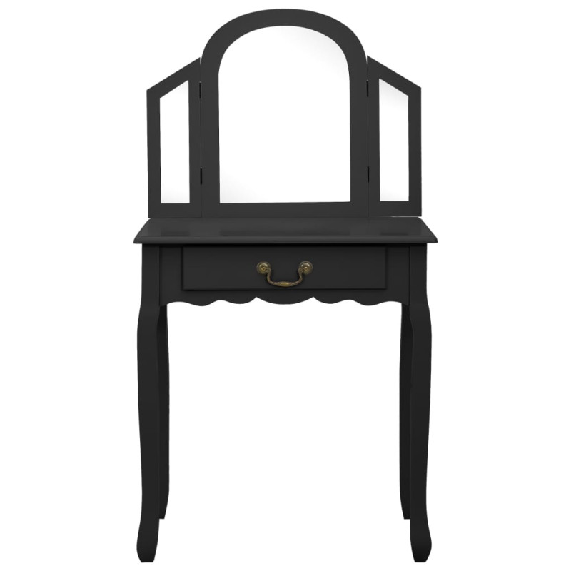 Produktbild för Sminkbord med pall svart 65x36x128 cm kejsarträ MDF