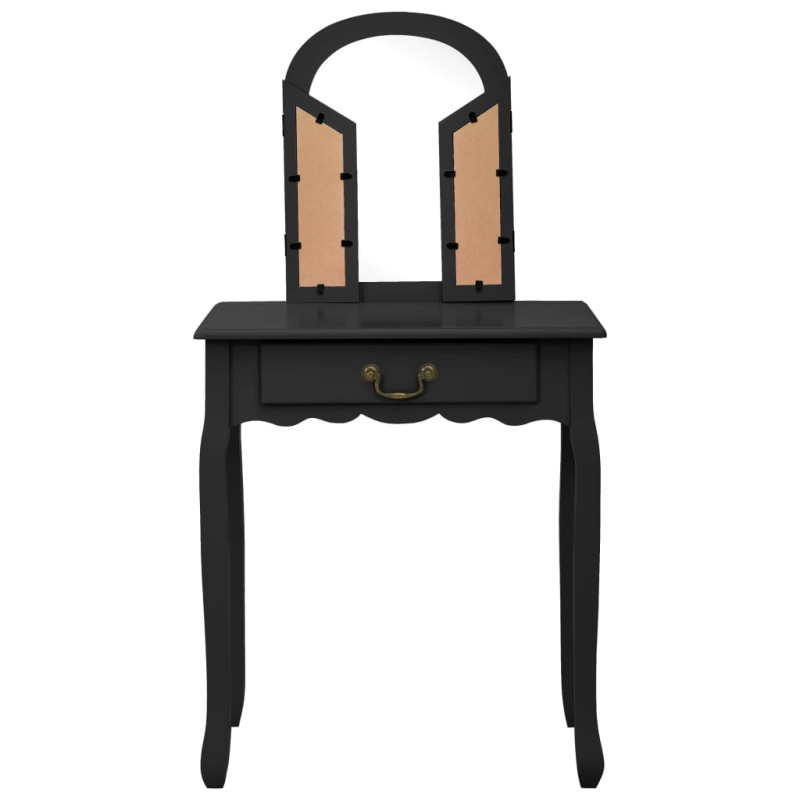 Produktbild för Sminkbord med pall svart 65x36x128 cm kejsarträ MDF