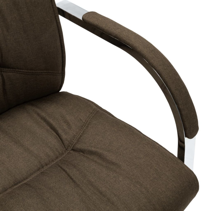 Produktbild för Fribärande kontorsstol brun tyg