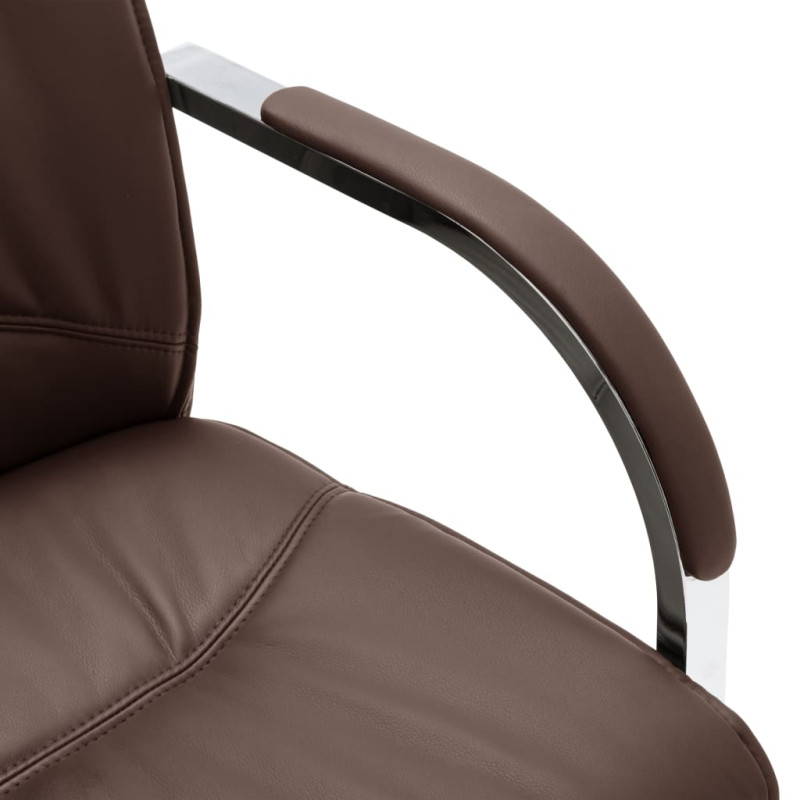 Produktbild för Fribärande kontorsstol brun konstläder