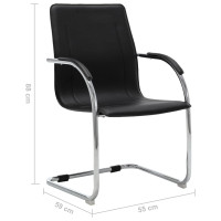 Produktbild för Fribärande kontorsstol svart konstläder