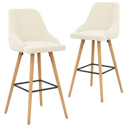 vidaXL Barstolar 2 st gräddvit sammet
