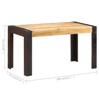 Produktbild för Matbord 140x70x76 cm massivt grovt mangoträ