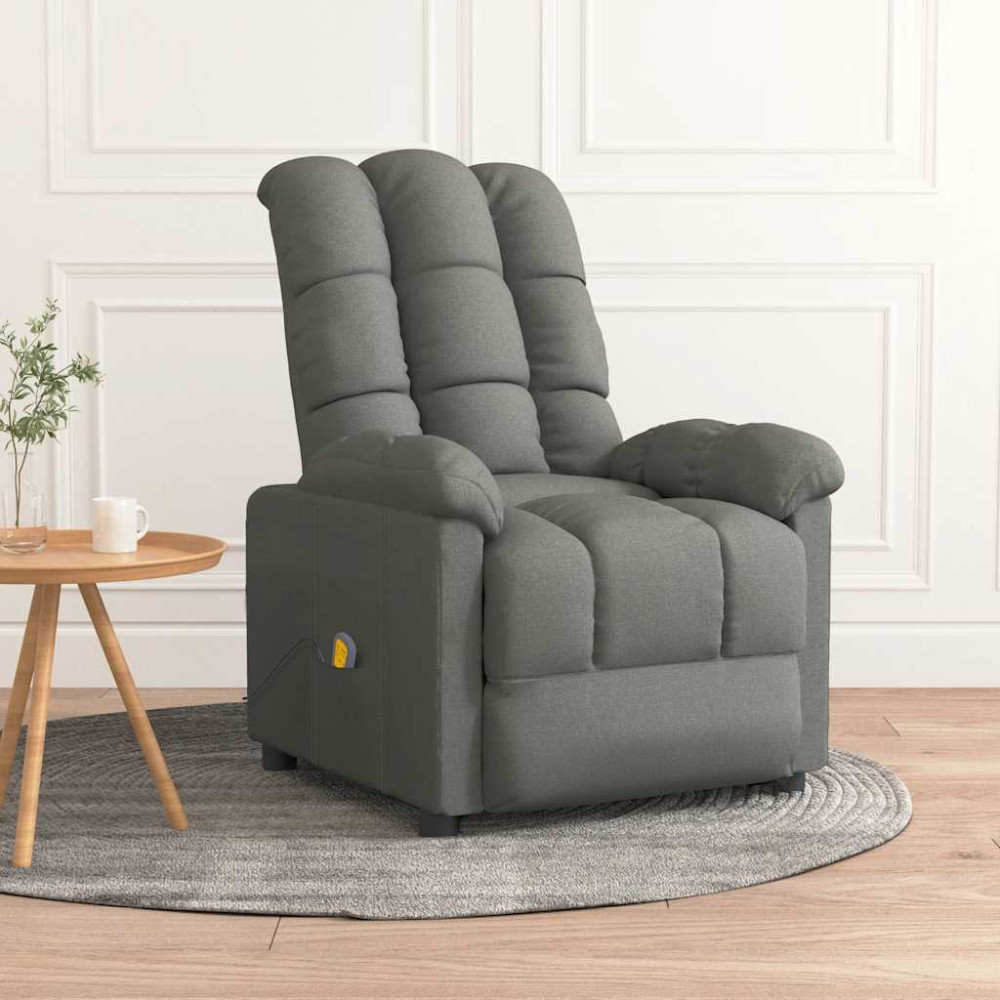 Produktbild för Massagefåtölj mörkgrå tyg