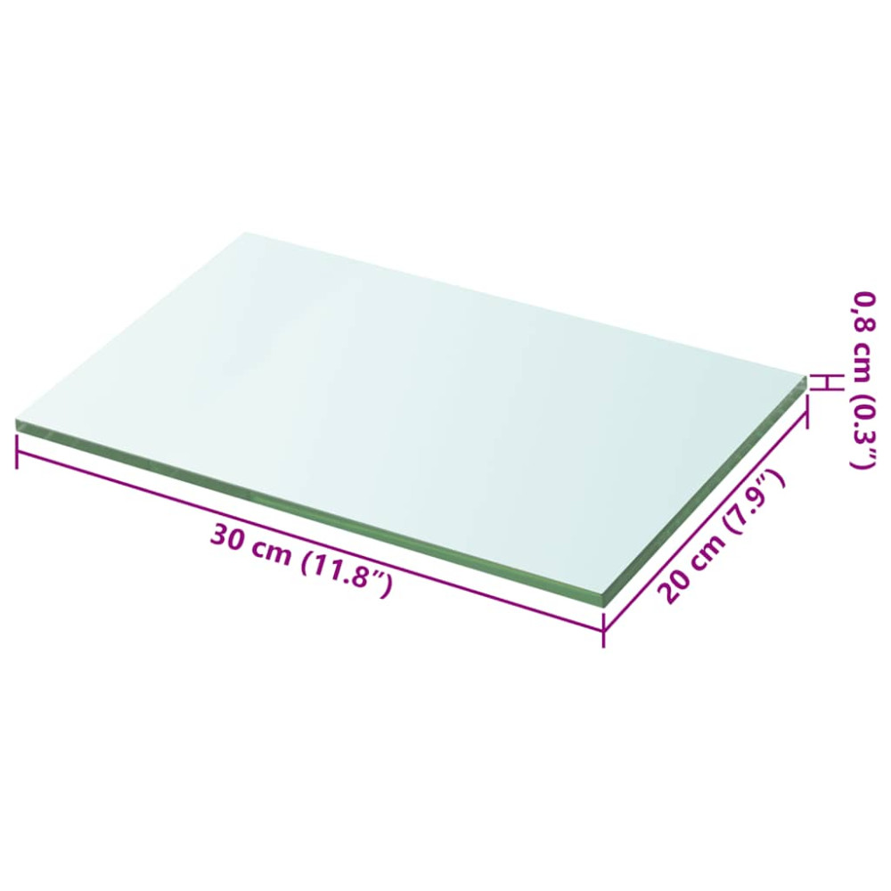 Produktbild för Hyllplan 2 st glas genomskinlig 20x30 cm