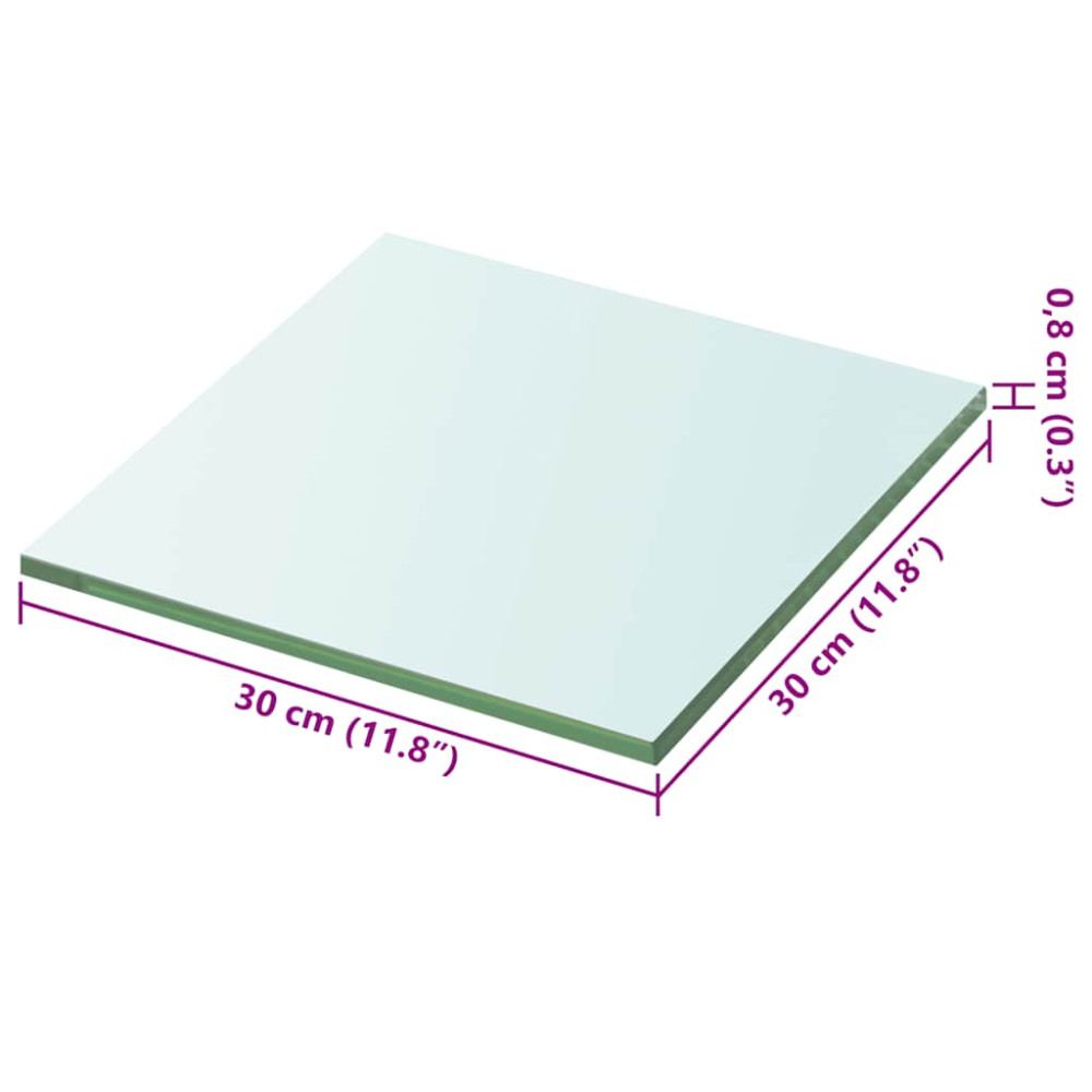 Produktbild för Hyllplan 2 st glas genomskinlig 30x30 cm