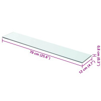 Produktbild för Hyllplan 2 st glas genomskinlig 70x12 cm
