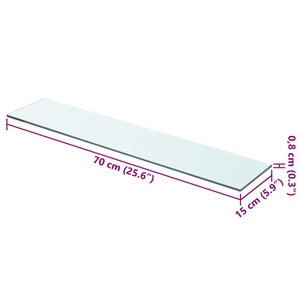 Produktbild för Hyllplan 2 st glas genomskinlig 70x15 cm