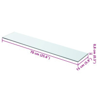 Produktbild för Hyllplan 2 st glas genomskinlig 70x15 cm