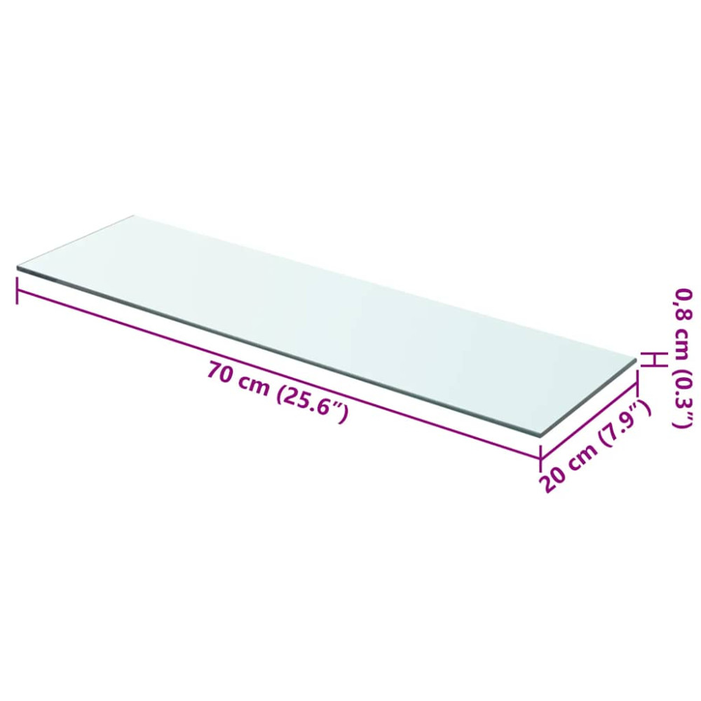 Produktbild för Hyllplan 2 st glas genomskinlig 70x20 cm