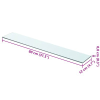 Produktbild för Hyllplan 2 st glas genomskinligt 80x12 cm