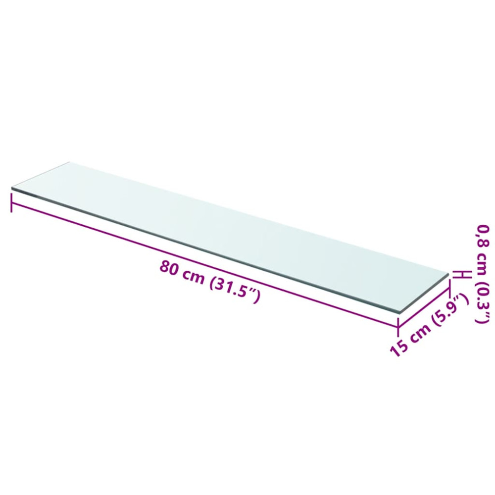 Produktbild för Hyllplan 2 st glas genomskinlig 80x15 cm