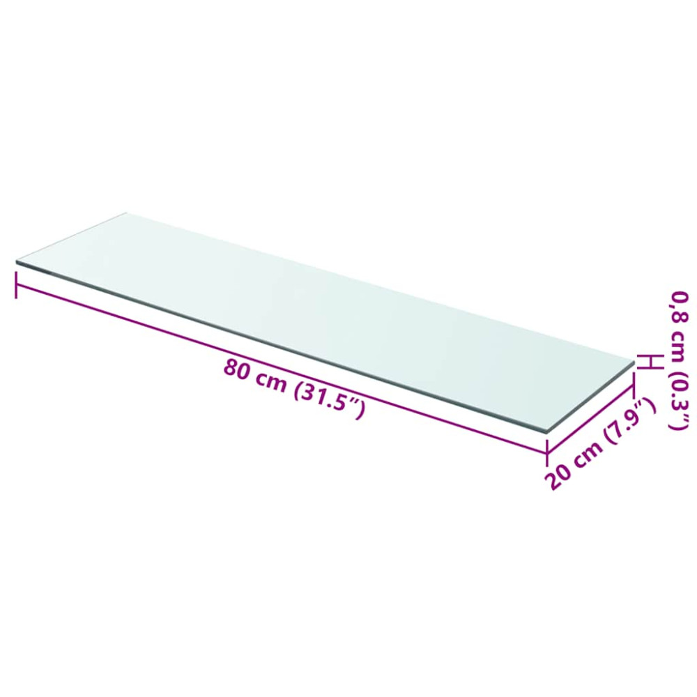 Produktbild för Hyllplan 2 st glas genomskinlig 80x20 cm