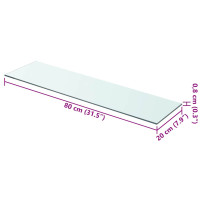 Produktbild för Hyllplan 2 st glas genomskinlig 80x20 cm