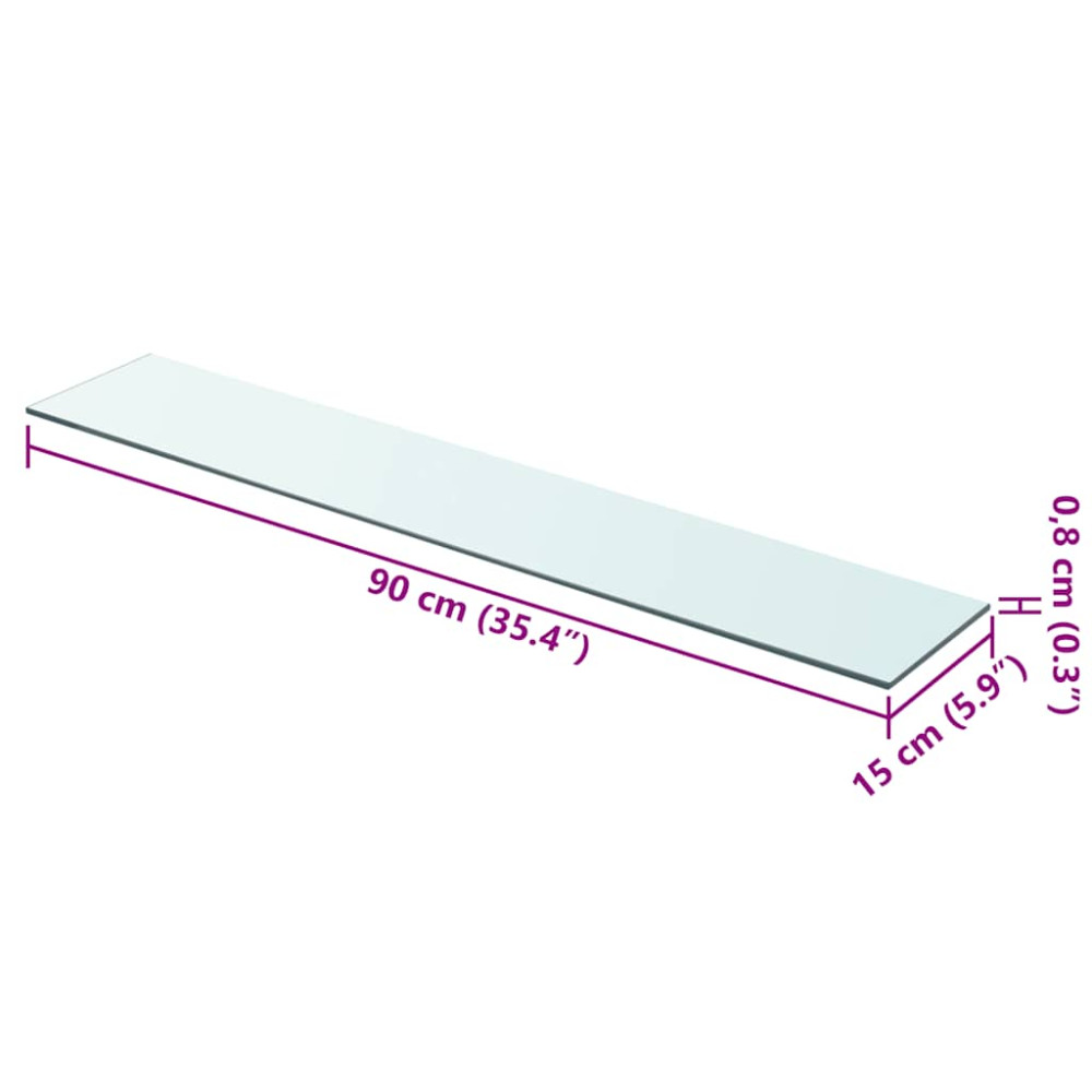 Produktbild för Hyllplan 2 st glas genomskinlig 90x15 cm