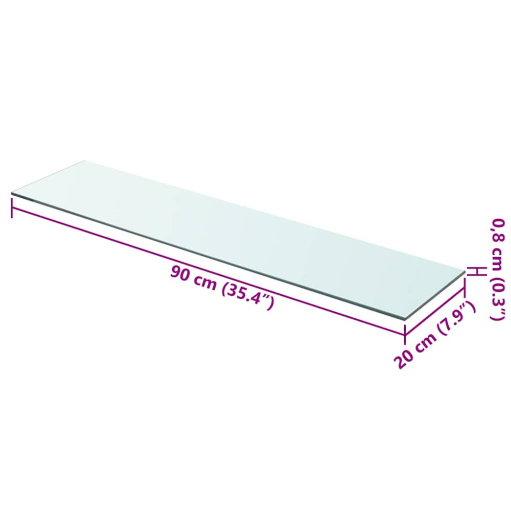 Produktbild för Hyllplan 2 st glas genomskinlig 90x20 cm