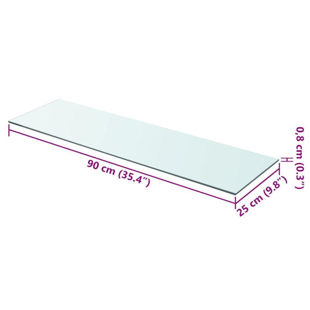 Produktbild för Hyllplan 2 st glas genomskinlig 90x25 cm