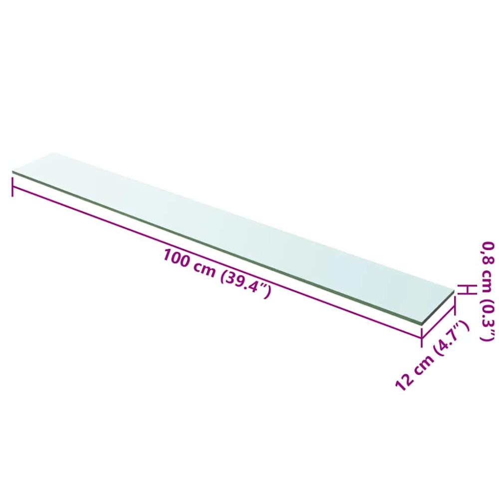 Produktbild för Hyllplan 2 st glas genomskinligt 100x12 cm