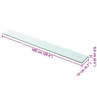 Produktbild för Hyllplan 2 st glas genomskinligt 100x12 cm