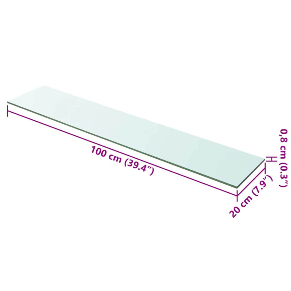Produktbild för Hyllplan 2 st glas genomskinlig 100x20 cm